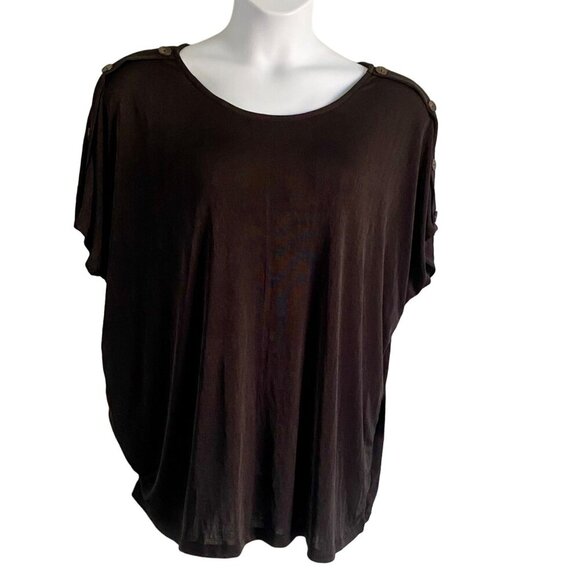 Misia Curvey Women's Black Button-Shoulder Top Size 2X NEW NWT - Picture 2 of 10